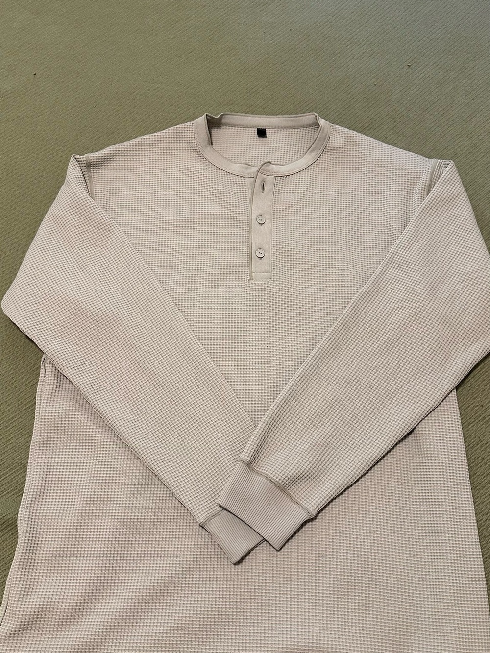 Muji Long-Sleeve Waffle Henley Sun Shirt - Cream